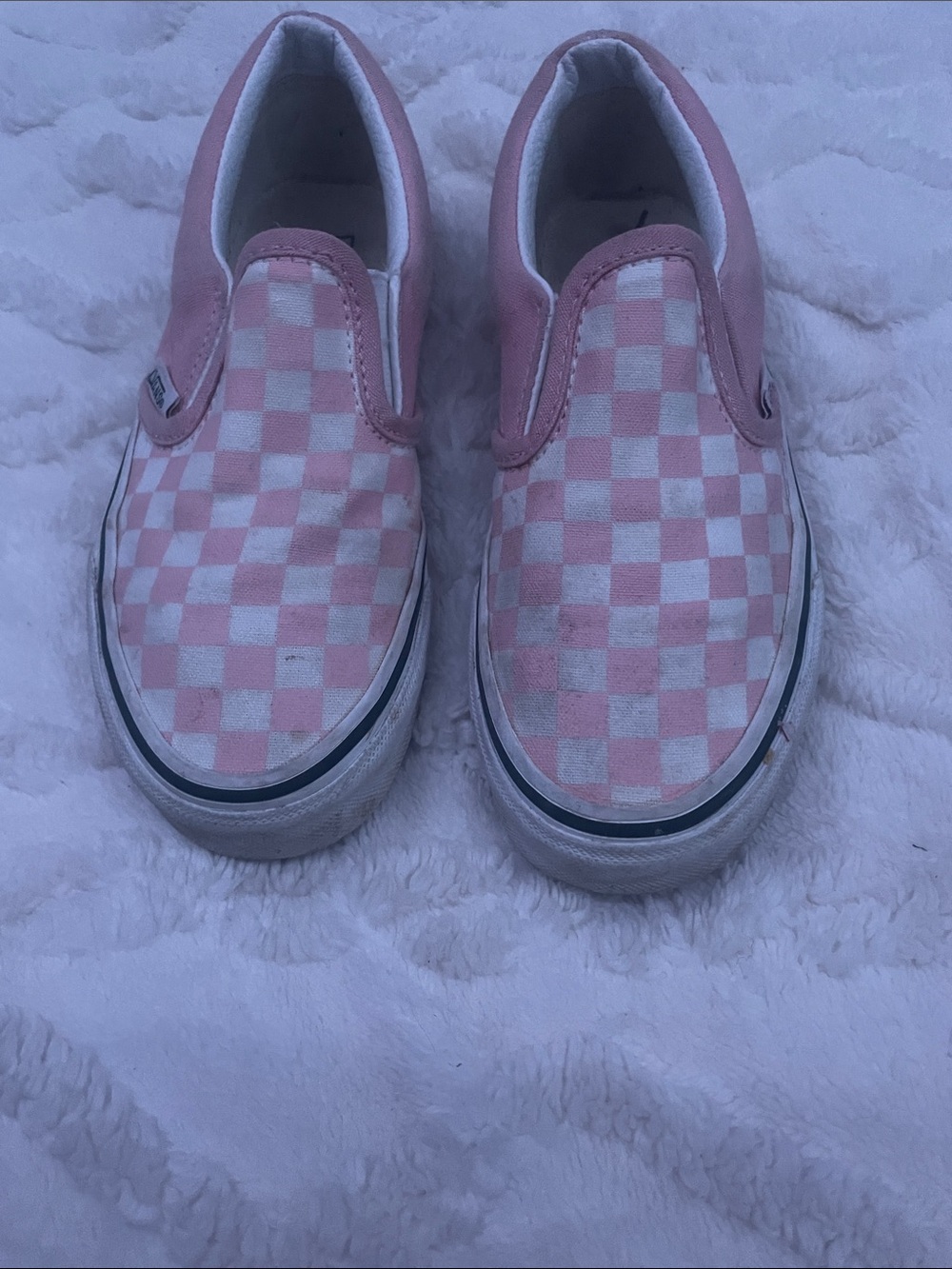 Vans Kids Pink and White Checkerboard Slip-On Sneakers